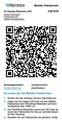 hermes qr-code versenden|hermes mobiler paketschein online.